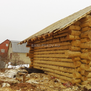 Дом 8х9, рубка в чашу "дикий угол"