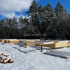 Рубим срубы из зимнего леса, производство срубов