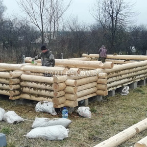 Баня 6х4 с террасой 2х4, рубка в чашу, полати